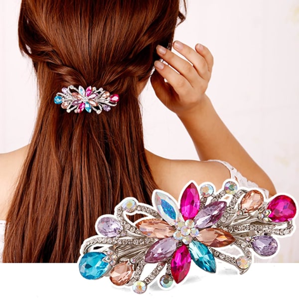 Flower Luxury Smycken Design Hårnål Rhinestone hårspänne (flerfärgad)