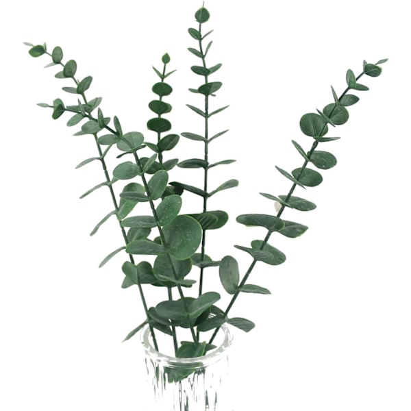 5 stk Ekte Touch Blad Kunstig Eukalyptus Stamme Faux Eukalyptuser Bryllupsbukett Midtpunkt Hjemmedekor (Grønn)--