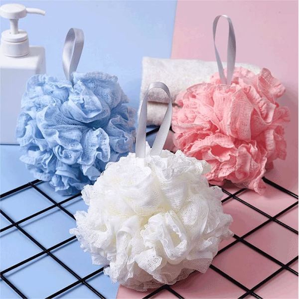 Duschsvamp, badboll, duschborste, exfolierande svamp (blå/vit/rosa 3 färger)
