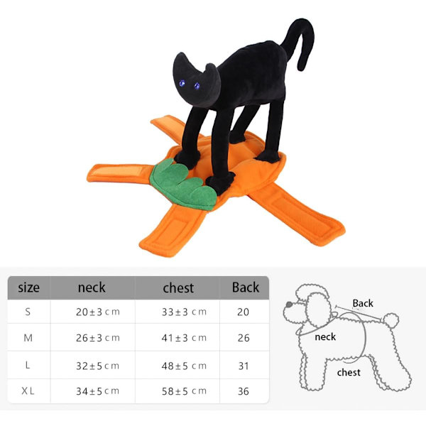 Katt Halloween Kostym Hund Halloween Kostym Husdjur Bär Pumpa Kläder med Cartoon Svart Katt Hund Varm Rockvalp Festival Outfits (Medium)