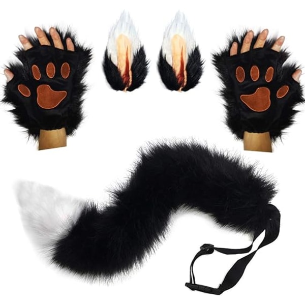 Wolf Fox Tail Clip korvat ja käsineet set Halloween joulupuku puku lelut lahja naisille
