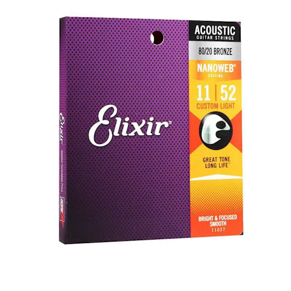 Elixir Acoustic Guitar Strings Nanoweb Phosphor Bronze Light 16002 11027-011