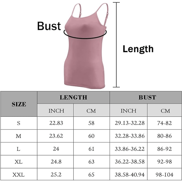 5 stk. Basic Camisole Justerbar Camisole Spaghetti Stropp Tank Top for Kvinner og Jente (Stor)