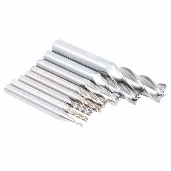 1/8\" 3/16\" 1/4\" 5/16\" 3/8\" 1/2\" nopea teräs HSS 4-urainen suora päätymylly 5/32\" 1/16\" 8 kpl setti