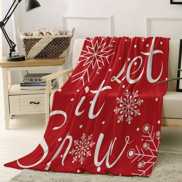 Juleteppe i saueull, rødt teppe til sofa/seng, snøfnugg mykt varmt sengeteppe mikrofiberteppe for kvinner menn barn, 101,6 x 152,4 cm