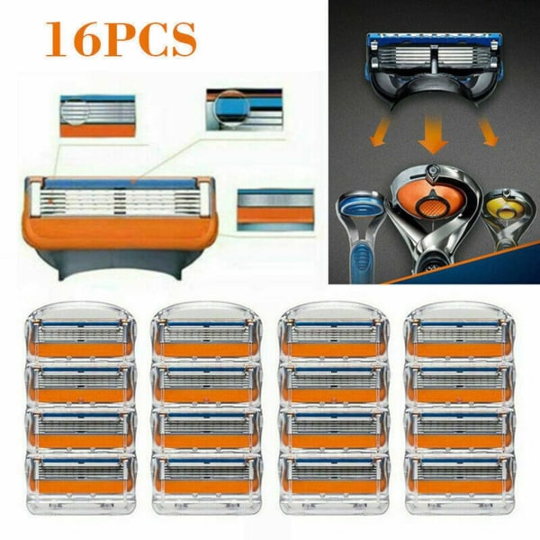 16 stykker 5-lags barberblad for barberhøvelkassett