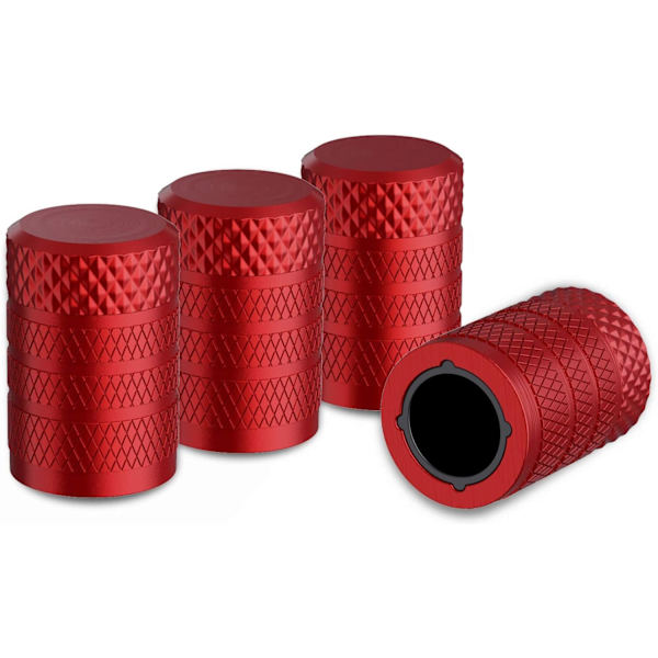 Däckventilskaftlock, röd, 4 st/förpackning, anodiserad aluminiumdäckventilskaftlock, korrosionsbeständig, universella skaftlock