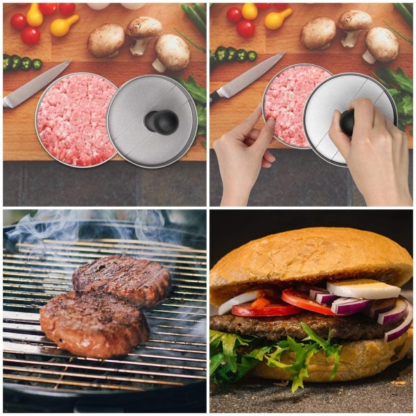 Non-Stick Burger Press Aluminium Hamburger Patty Maker til BBQ Grill, Aluminium Non-Stick Hamburger Press