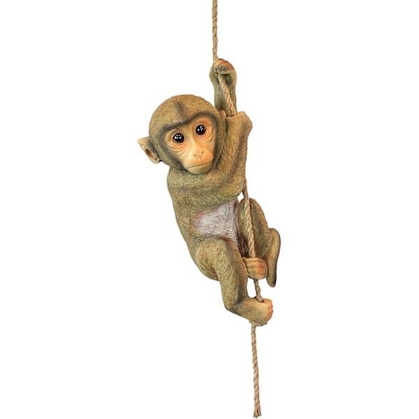 Chico den Schimpansen Baby Monkey Hängande Djur Staty, 16 Tum Hög, Handgjuten Polyresin, Fullfärgsfinish
