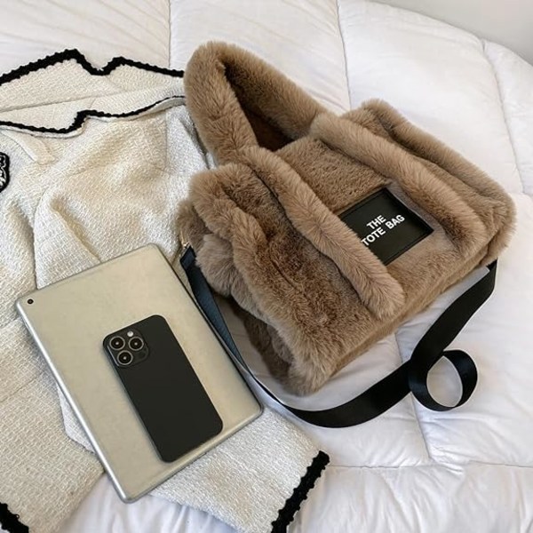Læder Tote Taske til Kvinder, Lærred/Læder Tote Taske Crossbody Tasker med Lynlås Robust Håndtaske til Skole, Rejser