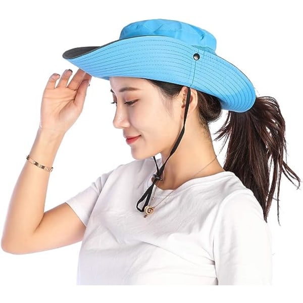 Solhattar Wide Rim Bucket Mesh Boonie Beach Fishing Hat UV-skydd för kvinnor