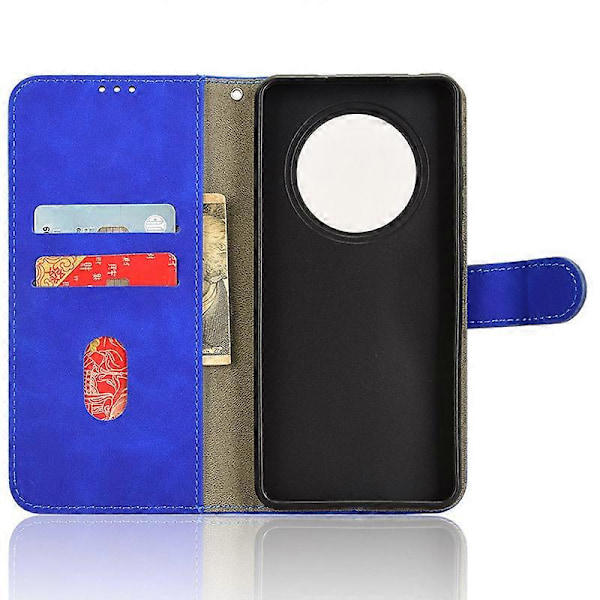 För Oppo Reno12 F 5G Fodral Skin-Feel Läder Plånbok Folio Flip Anti-Drop Telefonskal Blue