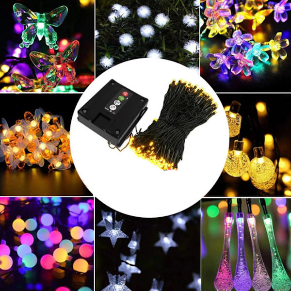 Solcellslingor utomhus, 8 belysningslägen ljusslingor, solcellslampor för trädgård uteplats fest bröllop semester Xmas -5 meter 20 lampor