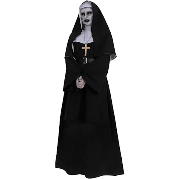 Nonnekostyme Plus Size Skummel Nonneantrekk Prest Halloweenkostyme Svart