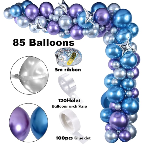 109PCS Ulkoavaruus Syntymäpäiväjuhlan Koriste Metalli Ilmapallo Garland Arch Kit Onnellinen Syntymäpäivä Galaxy Raketti Astronautti Kuu Tähtifolio Ilmapallot