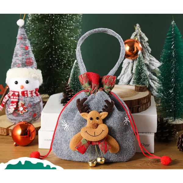 Julegave dukkeposer julestrikkede vesker 2023 Santa Snowman Doll Oppbevaringspose Snøre Eple Godteri Gaveposer Julaften dekorasjon