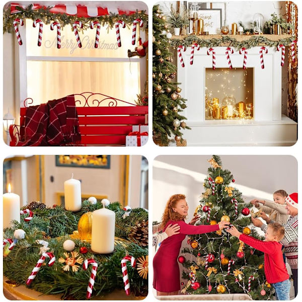 Julgran i plast, 12 st julgransdekorationer, julgranshängande godis, julgransdekorationer, godis för julgransfest