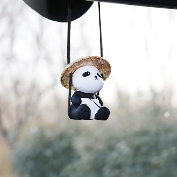 Sööt Pandan Keinuva Auton Peilikoriste Hauska Sisustus Takapeilikoriste (Hattu Panda)