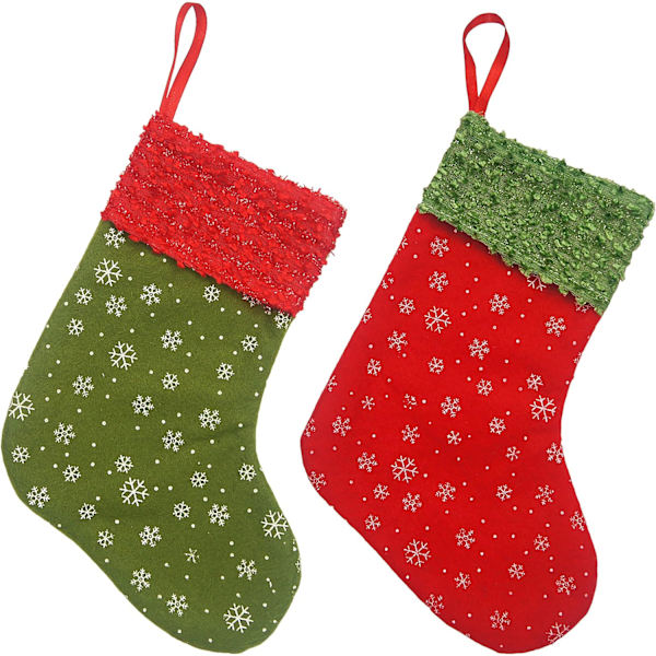 Heyone Julstrumpor Mini, 24 st 9 tum Filtsstrumpor med Snöflinga Tryck, Presentkort Bestickhållare, Bulk Godis för Grannar Kollegor Barn