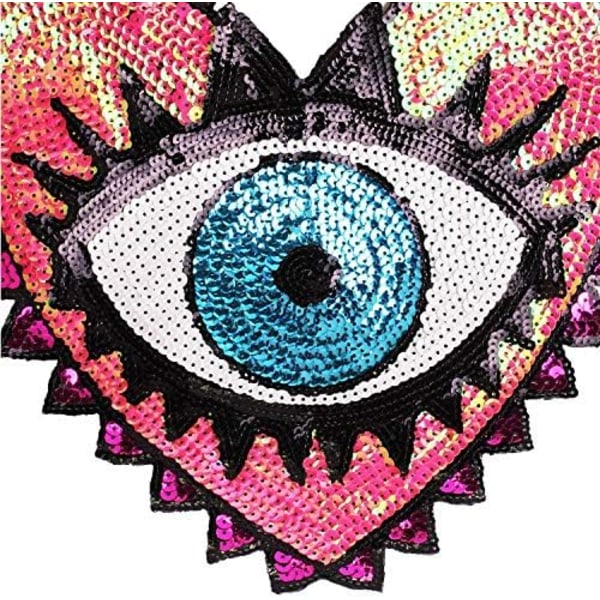 6 kpl 13" x 11,8" Love Shape Suuri paljetti Heart Evil Eyes Motif Applikointi Patch Kirjonta vaatetarvike Big Size (3 väriä)