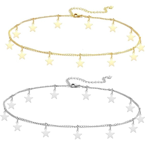 Gullstjerne Choker Halskjede for Kvinner Søt Halskjede for Tenåringsjenter Trendy Stjerne Halskjede Choker Justerbar