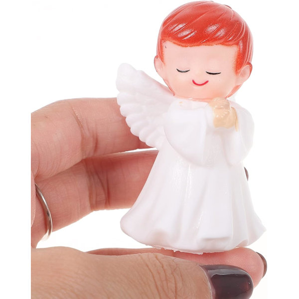 Resin Cake Topper Änglar Figurer Staty Prydnad Harts Prydnad Tårta Dekor för Födelsedag Bröllop Bordsdekoration 2 st (Pojke och Flicka)