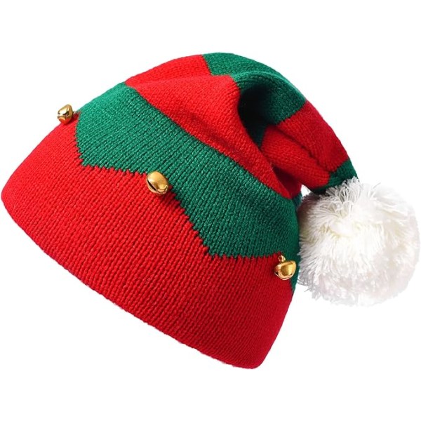 Lasten joulutonttuneulottu hattu - Lasten joulupukin reunaton hattu, neulottu hattu 1–5-vuotiaille