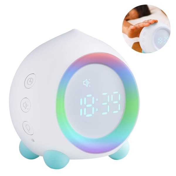 Digital Alarm Clock For Girls&Boys，Usb Bedroom Bedside Peach Shaped Sunrise Simulator Sound Sensing Alarm-Beige