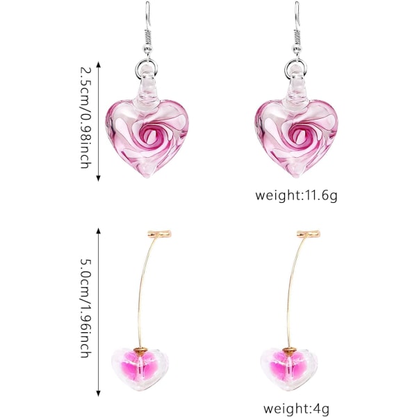 Håndlagde dråpeformede spiralformede lampwork-moteglassperle-anheng-øredobber