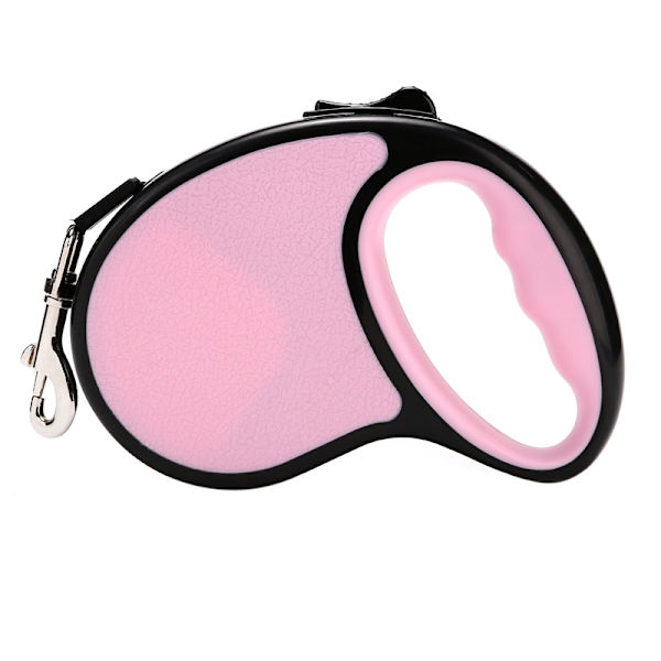 Indtrækkelig hundeline, 16 fod [stærk nylonrem] 360° tangle-fri til små og mellemstore hunde op til 30 pund, enhåndsbremse, pause, lås (pink)