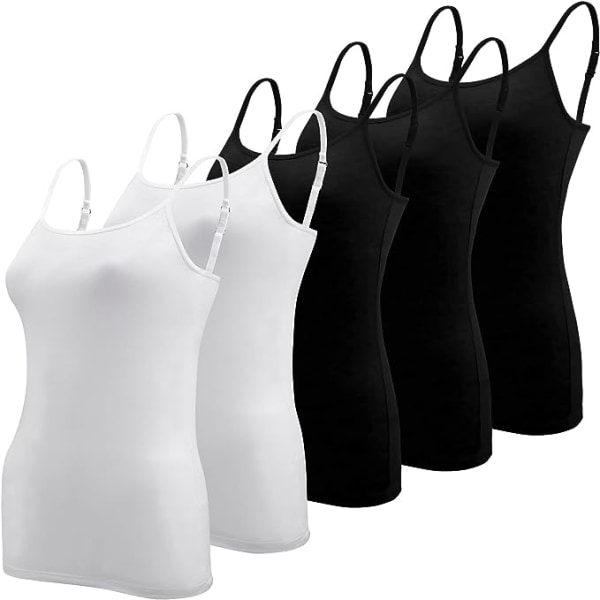 5 stk. Basic Camisole Justerbar Camisole Spaghetti Stroptank Top til Kvinder og Piger (Stor)