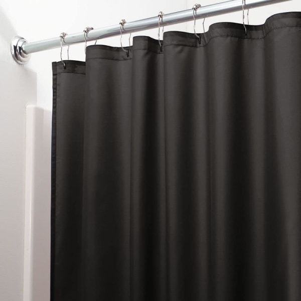 Vanntett dusjforheng i stoff, 183,0 cm x 183,0 cm polyester dusjforheng, vaskbart tekstilforheng forsterket søm, svart