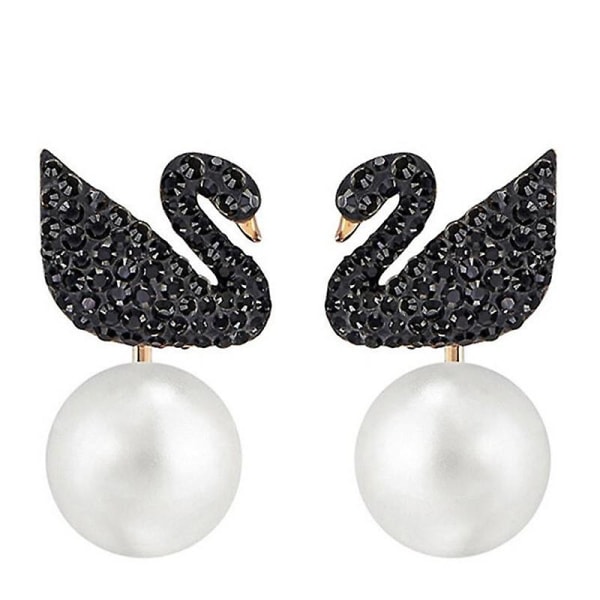 Betterlifefg-pearl örhängen, silvernål, svarta svanörhängen, gradient koreansk stil, små fräscha kvinnliga modeller, skogstrend