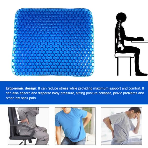 Ortopedisk sittdyna | Gelsits med cover | Upprätt hållning och svanskotan avlastning | för bil, kontor