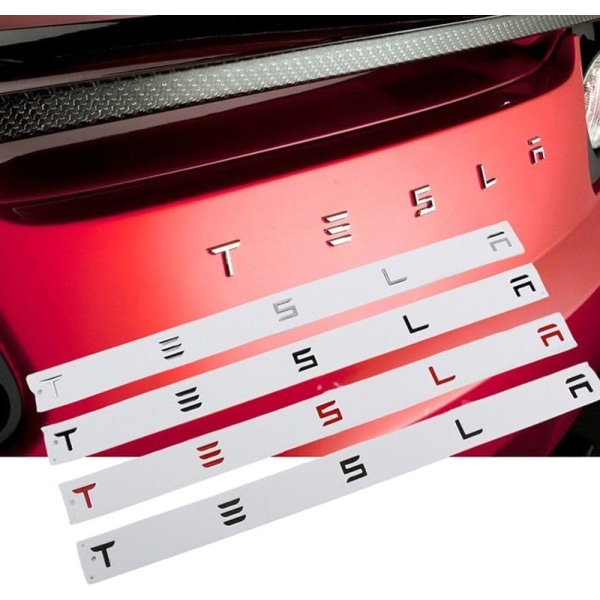 Självhäftande och individuella 3D-båldekorationsbokstäver: "Tesla" kompatibel med Tesla-modeller: X, Y, S och 3 (svart)