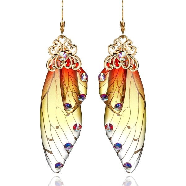 Heyone Butterfly Wing Drop Dangle Øredobber Gullbelagt Krystall Rhinestone for kvinner jenter Bryllup Smykker