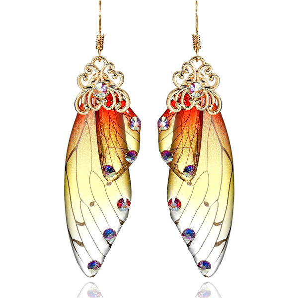 Heyone Sommerfuglevinge Drop Dangle Øreringe Guldbelagt Krystal Rhinestone til kvinder piger bryllup Smykker