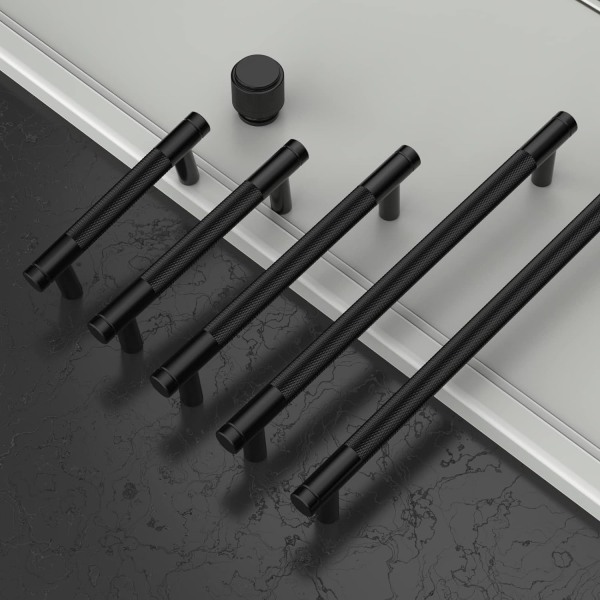 10 stycken svart köksskåpshandtag 128 mm möbelhandtag med skruvar, för skrivbord, lådor, skåp, skåp UK0040