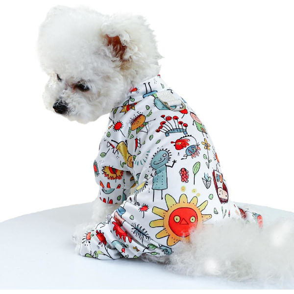 Hundtröjor Outfit för små hundar Jul Valp Pyjamas Hund Overall Blommig Jumpsuit Katt Tröjor Tröjor Lätt Husdjurskläder Sweatshirt M
