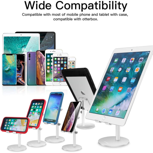 Teleskopisk justerbar iPad-hållare, Universal Multi Angle Aluminium Stativ Kompatibel med iPhone Smart Mobiltelefon/Surfplatta/iPad (4-13 tum), Silver