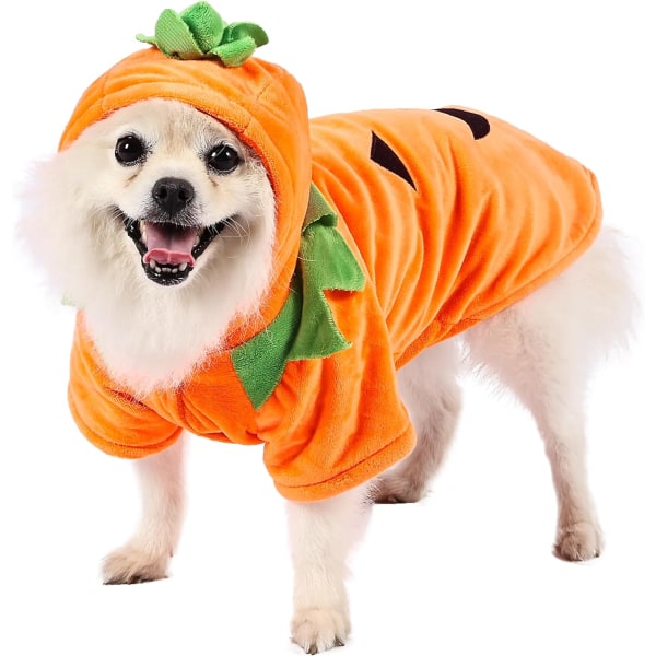Valp Hund Husdjur Halloween Pumpa Kostym Ytterkläder Kappa Hoodie (L)