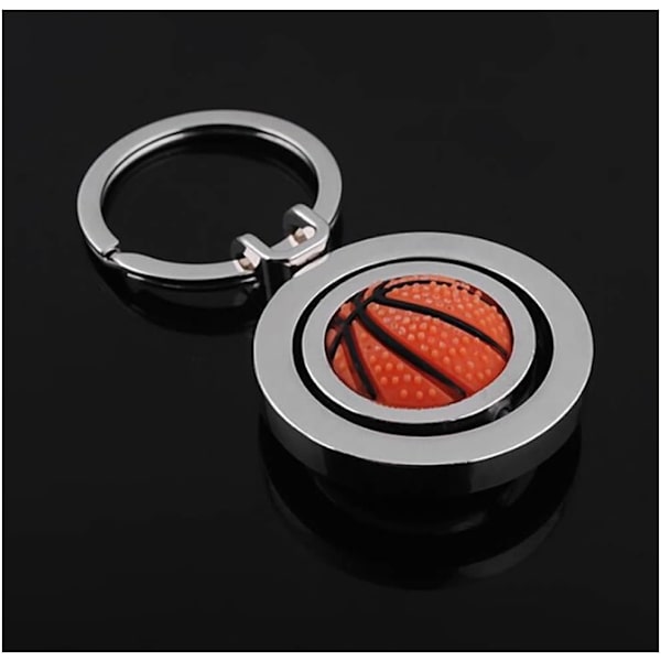 2 stk. Kreativ roterende basketball nøglering, metal vedhæng nøglering nøgle fob gaveSølv-basketball