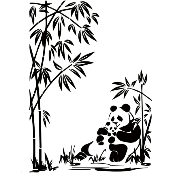 Söt Pandamönster Väggdekal för Barnrum Dekoration Tillbehör Natur Växt Bambu Vinyl Dekal Heminredning Vardagsrum - -