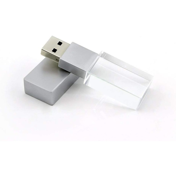 16 GB helt ny krystalklar rektangulær ægte USB 3.0 flashdrev sølv