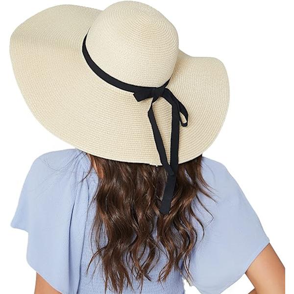 Dame Bredskygget Solhat UPF50 Halm Sommerhat Floppy Strandhat Roll-Up