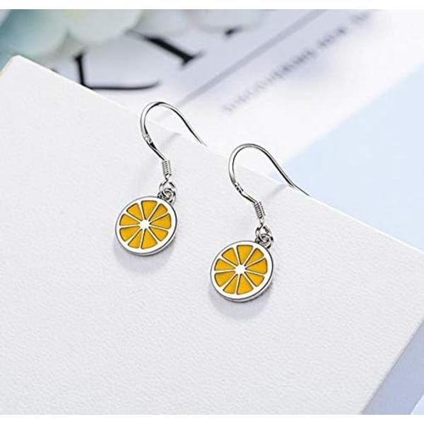 Heyone Tiny Sweet Yellow Lemon Charm Dangle Threader Drop Øreringe