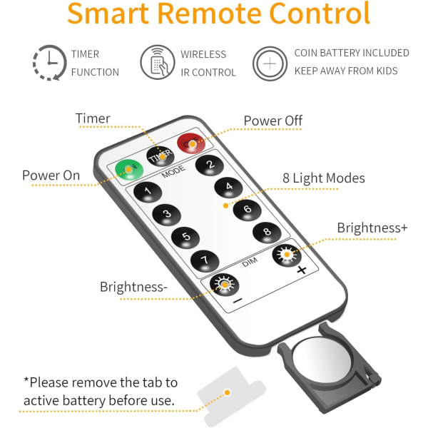 Verhovalot 200 LED Ikkunaverho Valosarja Kaukosäätimellä, USB-paristokäyttöiset Twinkle Globe Keijut Valot Häihin (Sininen)