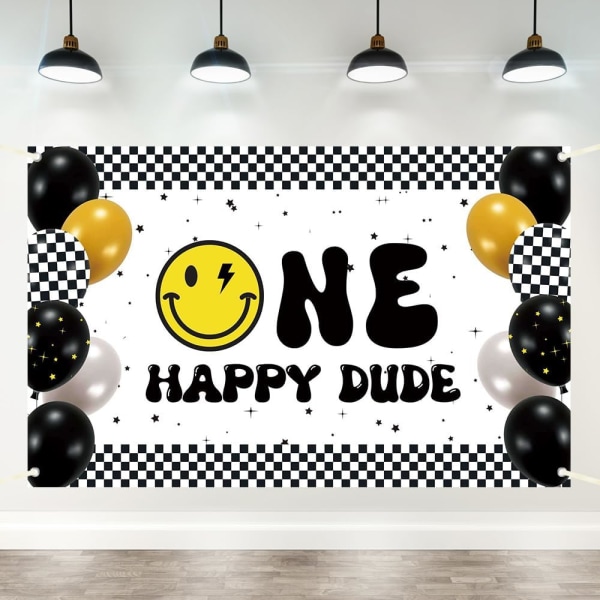 71\" x 43\" En Glad Kille Pojke Banner Bakgrund Smiley Pojke 1:a Födelsedag Bakgrund Fotografi Ballong Pojke Första Födelsedagsfest Tillbehör