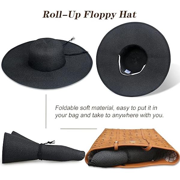 Kvinde Bredskygget Solhat UPF50 Halm Sommerhat Floppy Strandhat Roll-Up