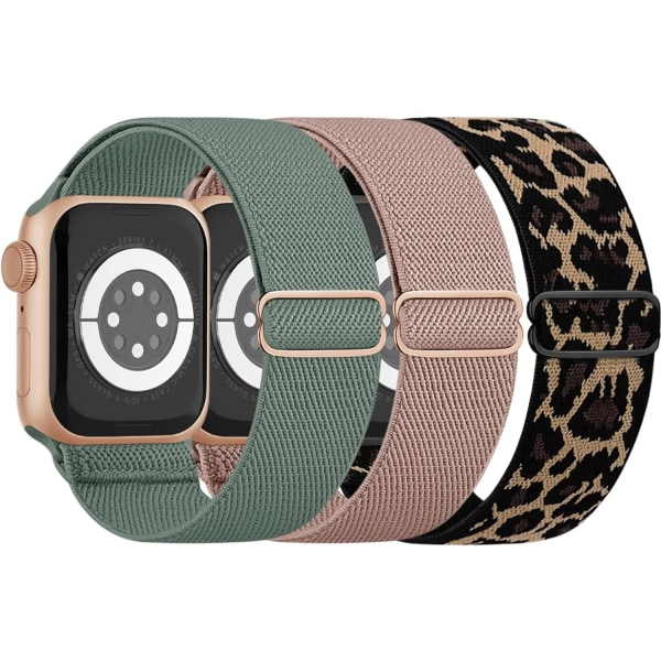 Nylon Solo Loop-reimer som er kompatible med Apple Watch 38mm 40mm 41mm iWatch Series 8/7/6/5/4/3/2/1/SE, 3-pakninger